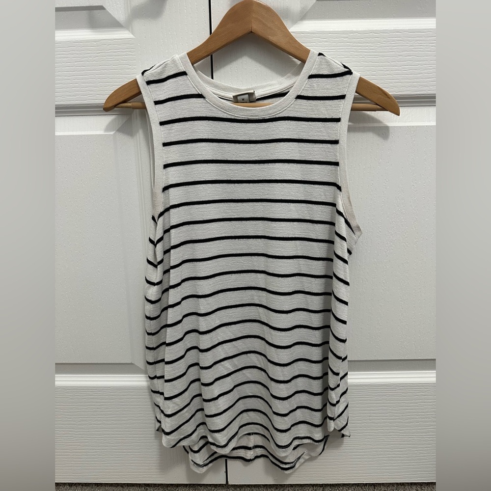 a new day Black & White Striped Sleeveless Tank